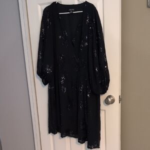 City Chic Black Sequin Embellished Long Sleeve Dress